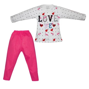 ست تی شرت و شلوار دخترانه مدل love حروف برجسته کد 108