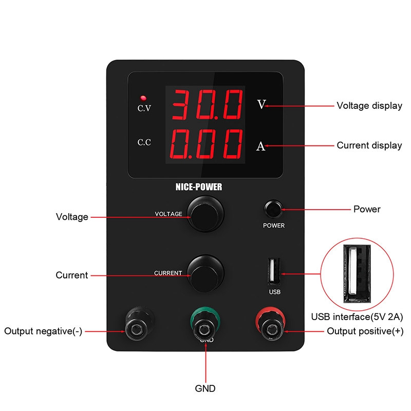 منبع تغذیه 30 ولت 10 آمپر نایس پاور مدل (BLACK) R-SPS3010