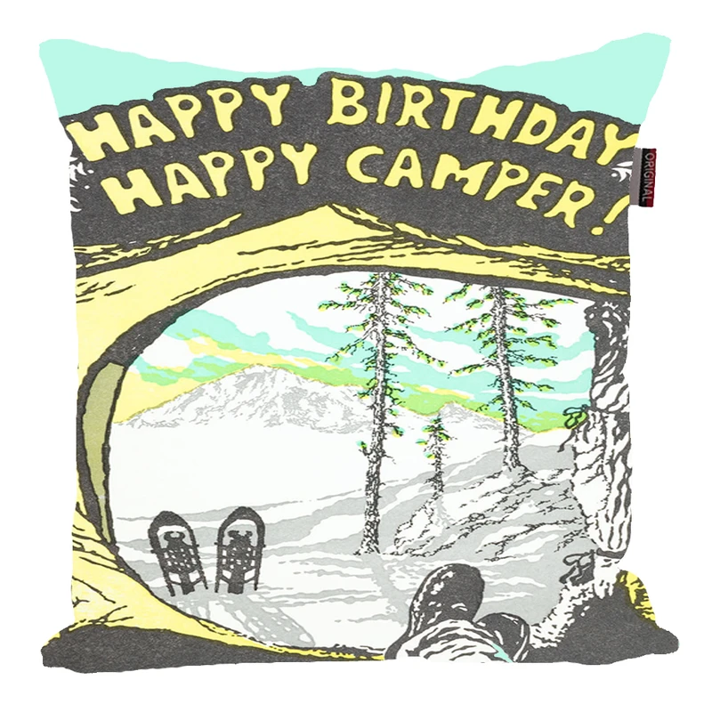 کوسن مدل تبریک تولد کمپر کمپینگ Happy Birthday Camper Camping کد KO502