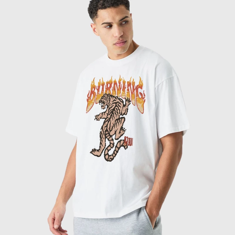 تی شرت آستین کوتاه مردانه مدل ببر سوزان z467