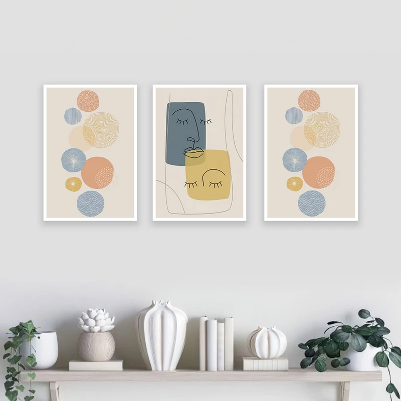 تابلو بکلیت طرح نقاشی مدرن مدل شاین اکلیلی W-989 مجموعه 3 عددی