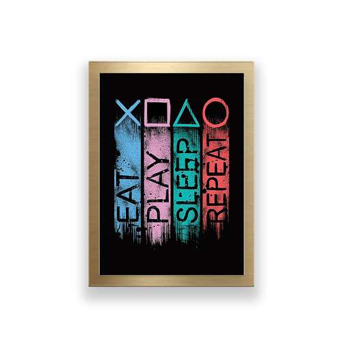 تابلو طرح تایپوگرافی مدل Eat Play Sleep Repeat 