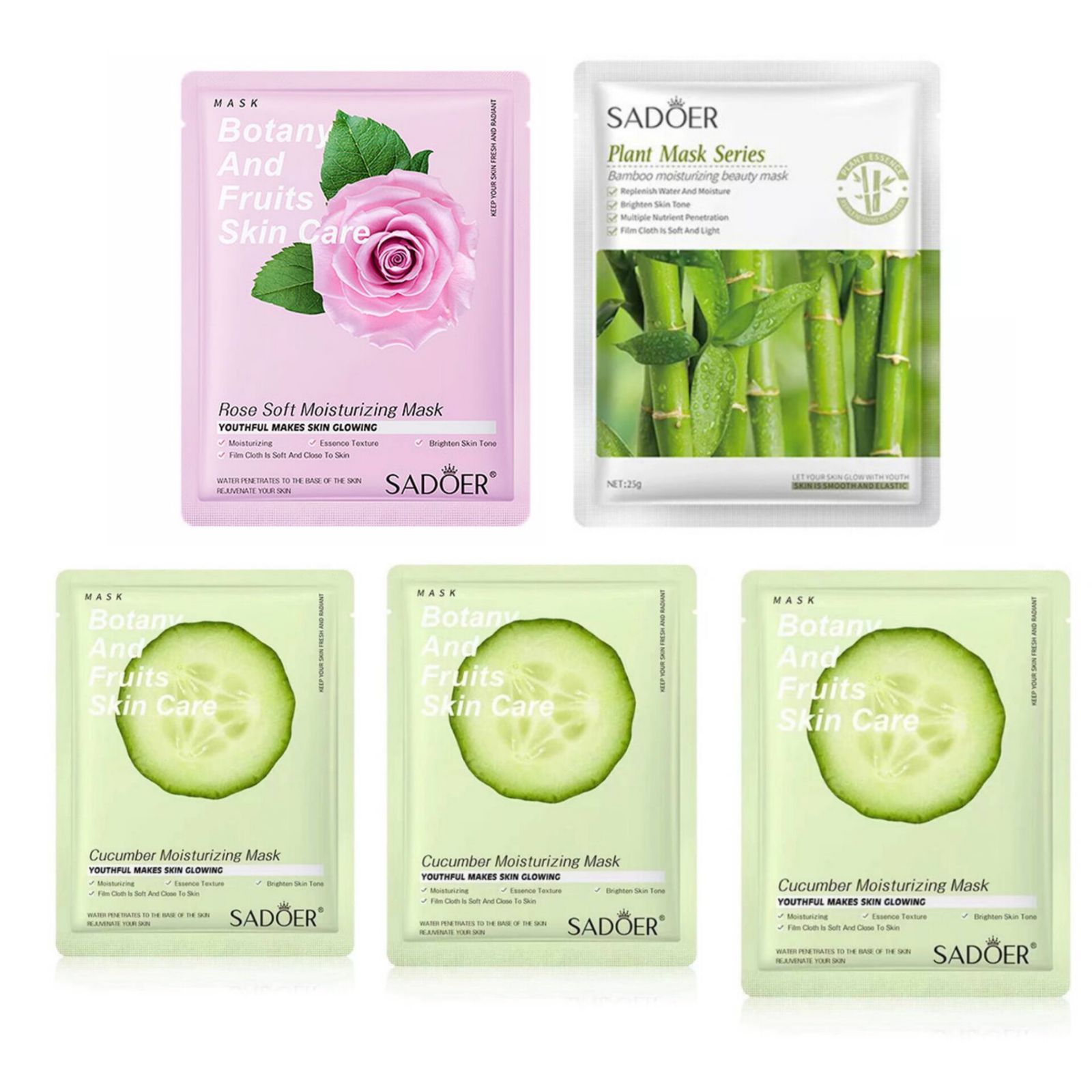 ماسک صورت سادور مدل خیار و بامبو حجم 25 میلی لیتر بسته 5 عددی - - 4