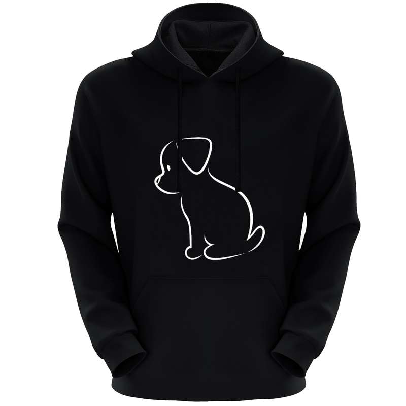 هودی زنانه مدل سگ F329 رنگ مشکی