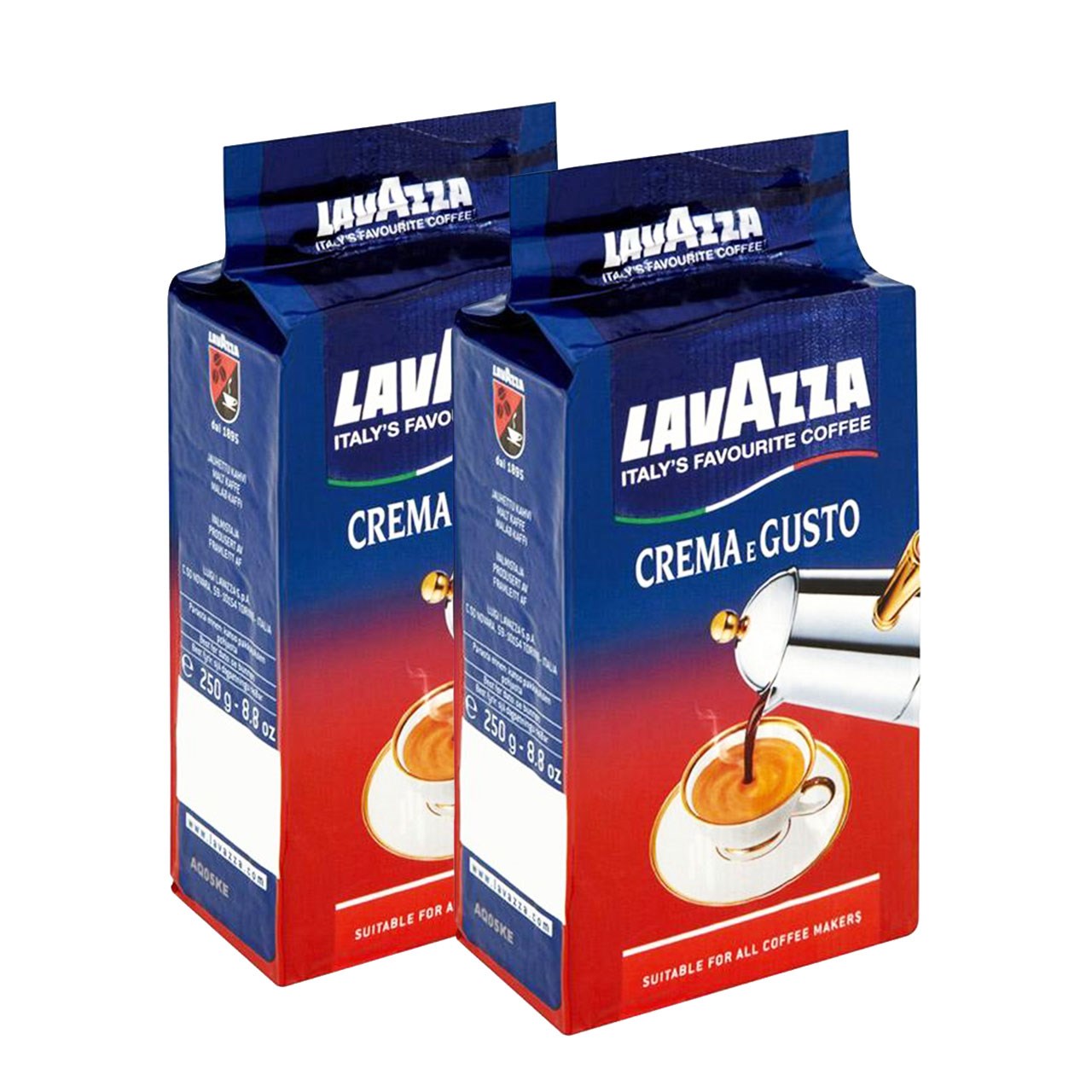 بسته قهوه لاواتزا مدل Crema e Gusto مجموعه 2 عددی