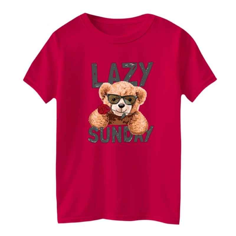 تی شرت آستین کوتاه بچگانه مدل تدی گل