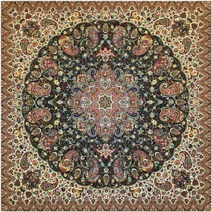 رومیزی ترمه ابریشمی خانه ترمه ایران طرح شاهپسند ممتاز 5533 سایز 100 × 100