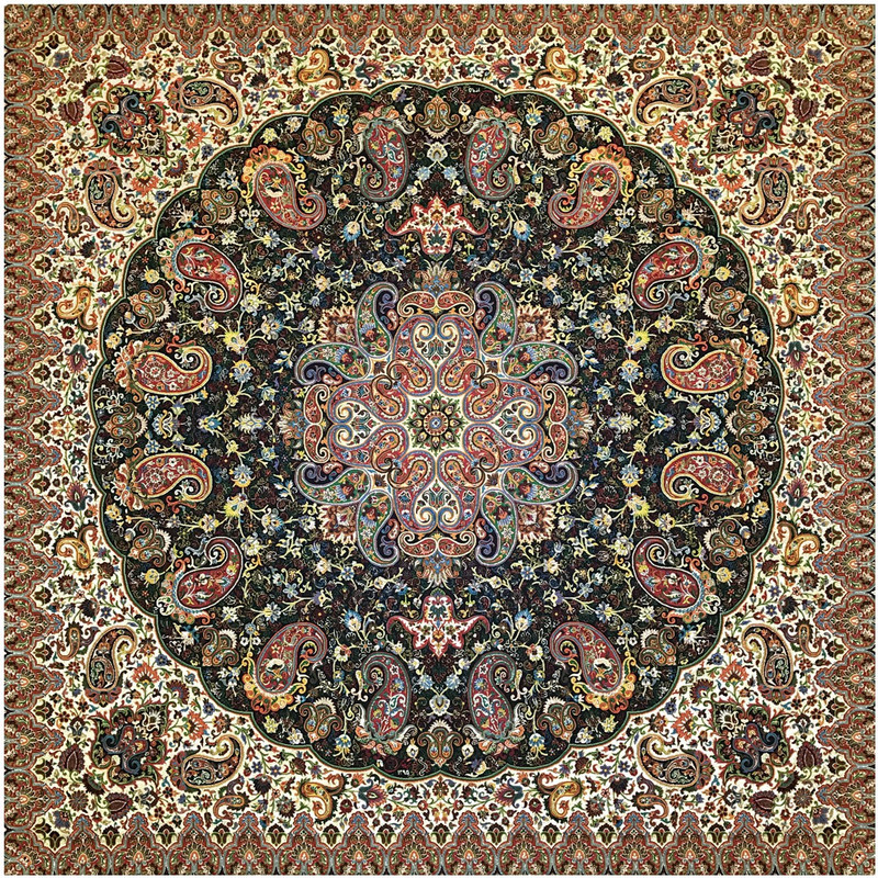 رومیزی ترمه ابریشمی خانه ترمه ایران طرح شاهپسند ممتاز 5533 سایز 100 × 100