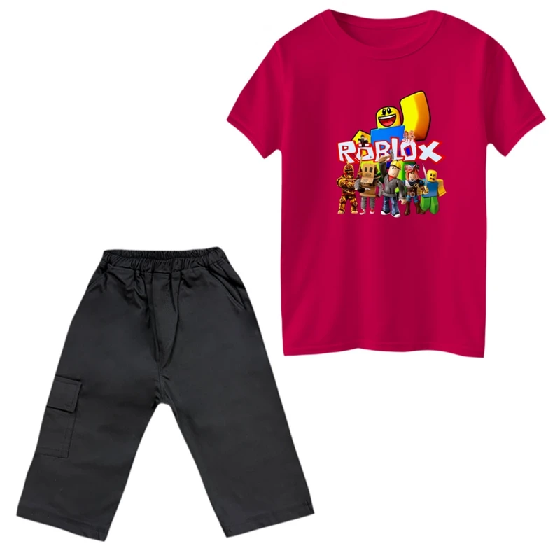 ست تی‌شرت و شلوارک پسرانه مدل روبلاکس کد 22