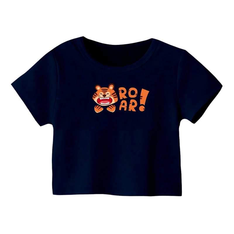 کراپ‌ تی‌شرت آستین کوتاه زنانه مدل ببر کد 9