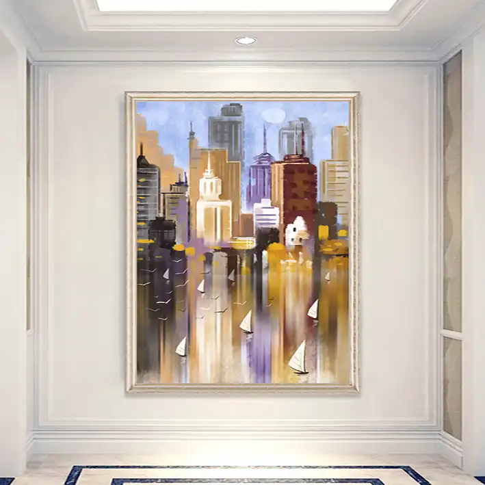 پوستر دیواری سه بعدی مدل نقاشی ساختمان رنگی DVRF1363