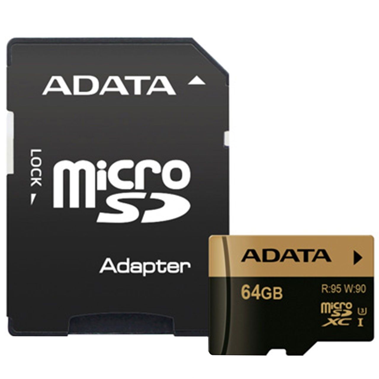 کارت حافظه microSDXC ای دیتا مدل XPG کلاس 10 استاندارد UHS-I U3 شتاب 95MBps همراه با آداپتور SD گنجایش 64 گیگابایت