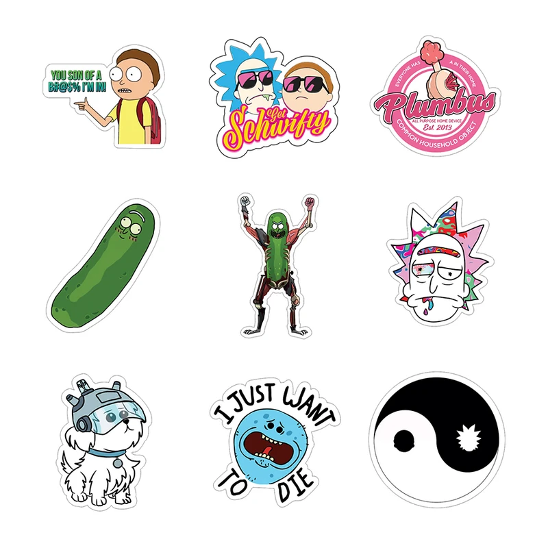 استیکر لپ تاپ توییجین و موییجین طرح Rick & Morty کد 01 مجموعه 9 عددی 