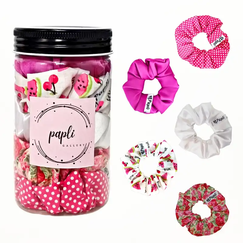 کش مو زنانه پاپلی  مدل اسکرانچی بسته 5 عددی