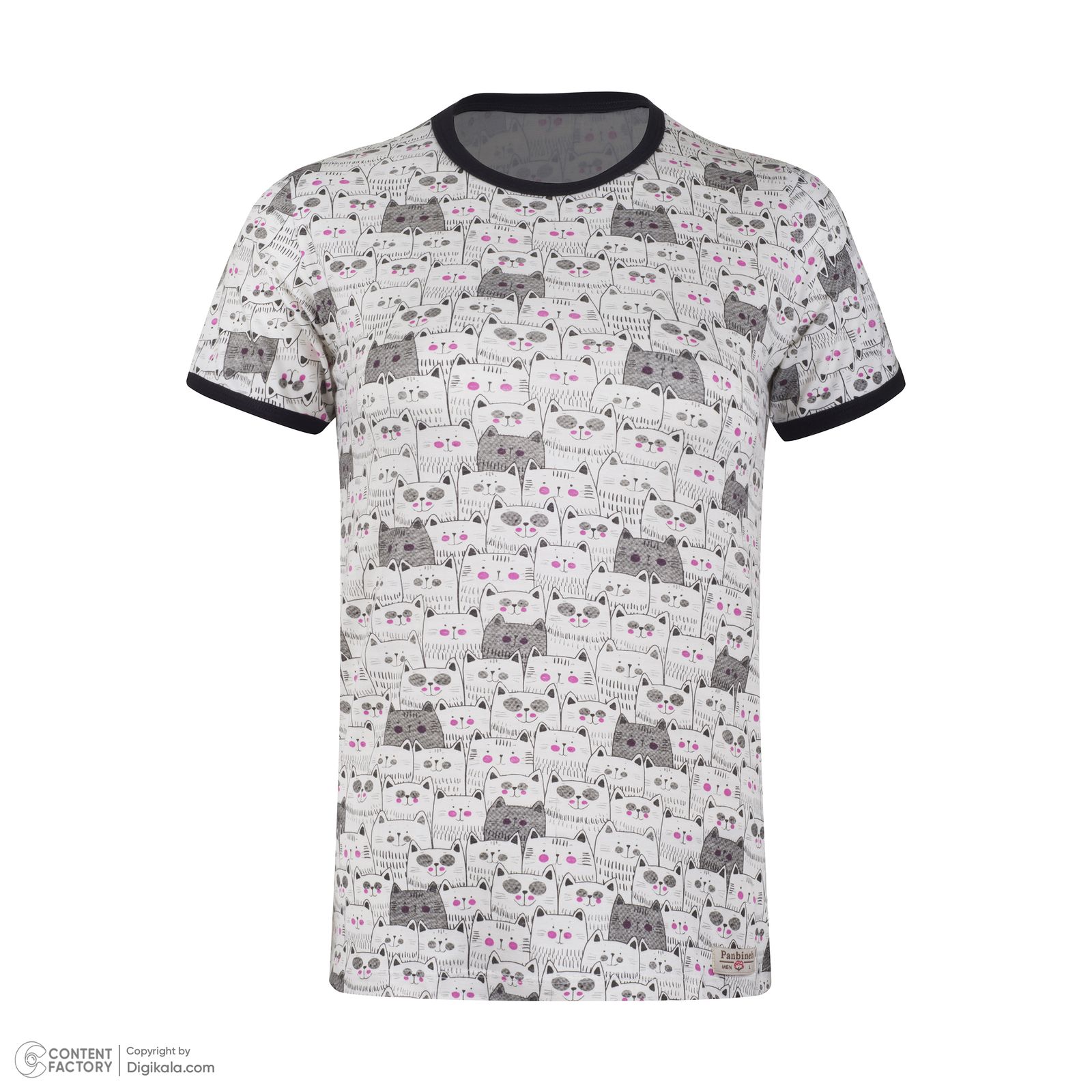 ست تی شرت و شلوارک زنانه پنبینه مدل نخ پنبه طرح گربه -  - 3