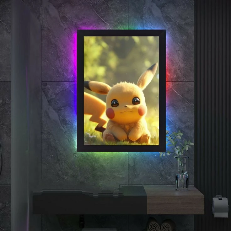 تابلو نوری دنیز طرح مولتی کالر مدل RGB Picachu