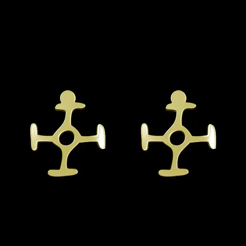 گوشواره طلا 18 عیار زنانه مدوپد مدل هندسی کد GA1-16095