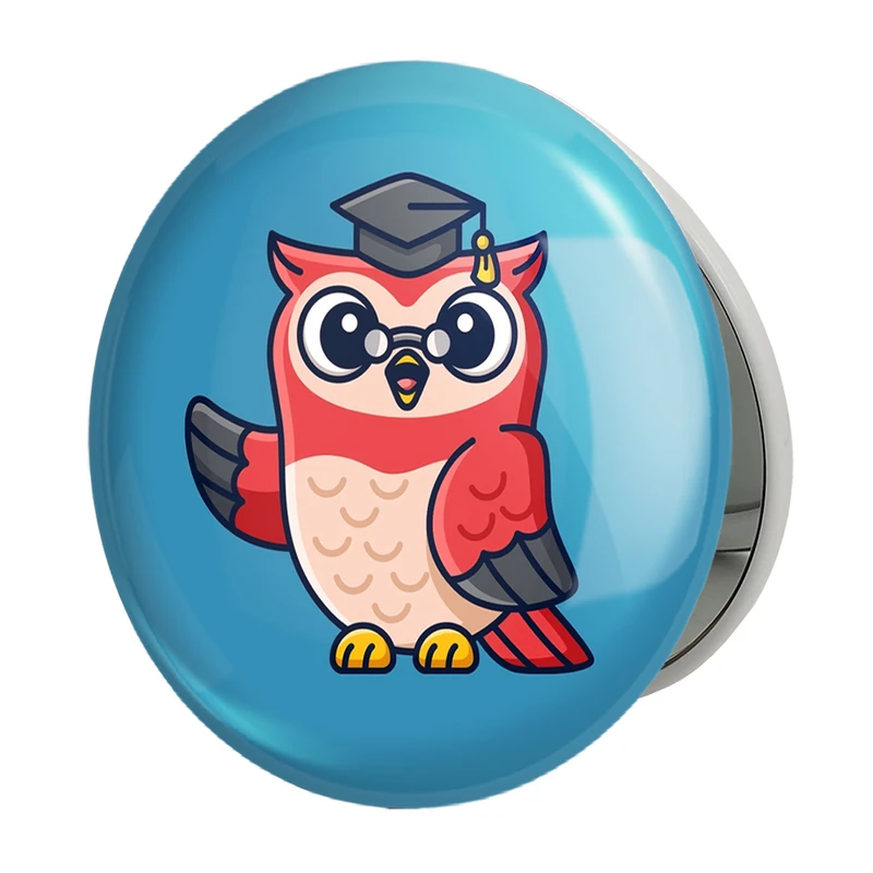 آینه جیبی خندالو طرح حیوانات بامزه جغد مدل تاشو کد 28367 