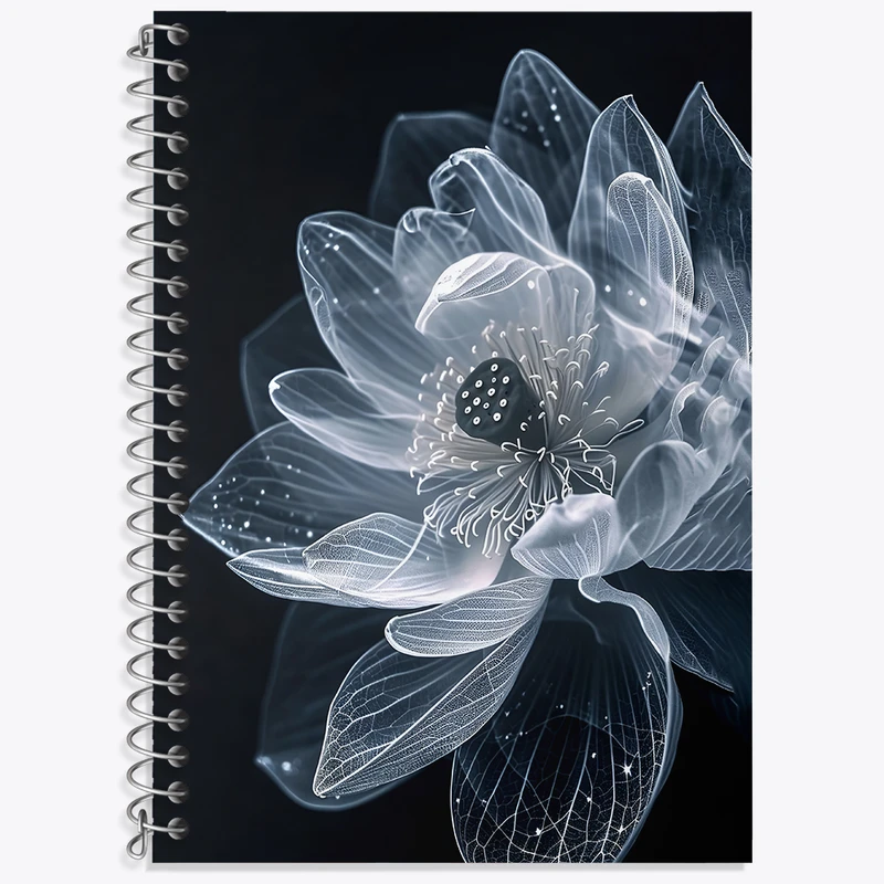 دفتر زبان 50 برگ خندالو مدل سه خط طرح گل مینیمال کد N5877