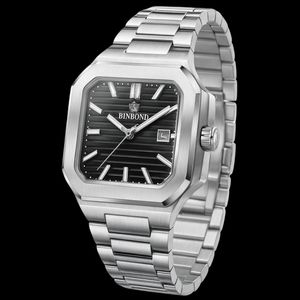 ساعت مچی عقربه‌ای کوارتز مردانه بین باند مدل اسپرت بند استیل قفل مخفی کد B6