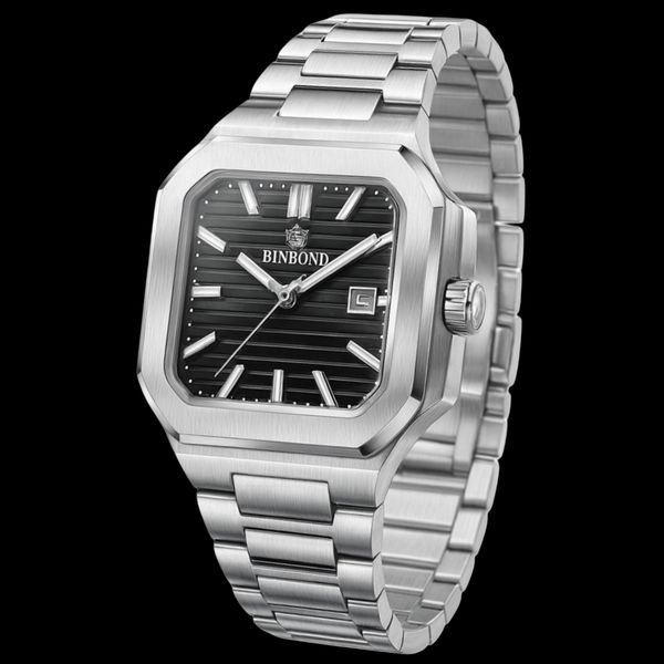 ساعت مچی عقربه‌ای کوارتز مردانه بین باند مدل اسپرت بند استیل قفل مخفی کد B6