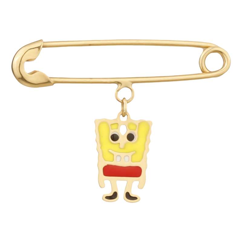 سنجاق سینه طلا 18 عیار بچگانه درگونه مدل باب اسفنجی