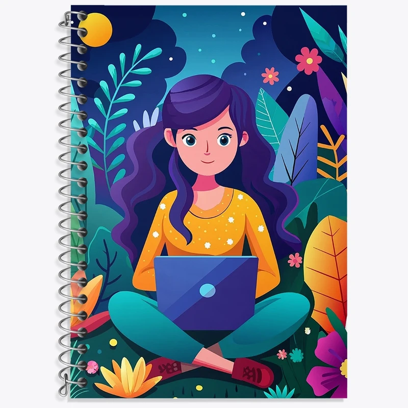 دفتر زبان 50 برگ خندالو مدل دو خط طرح دخترانه کد N1656