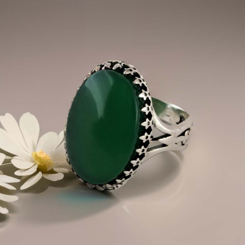 انگشتر نقره مردانه ملک زیور مدل عقیق سر نیزه کد 315