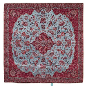رومیزی ترمه ابریشمی حسینی طرح شاه عباسی مدل 13-05 سایز 100x100 سانتی متر