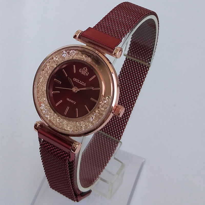 ساعت مچی عقربه ای دخترانه مدل مگنتی دور شنی کد 3380