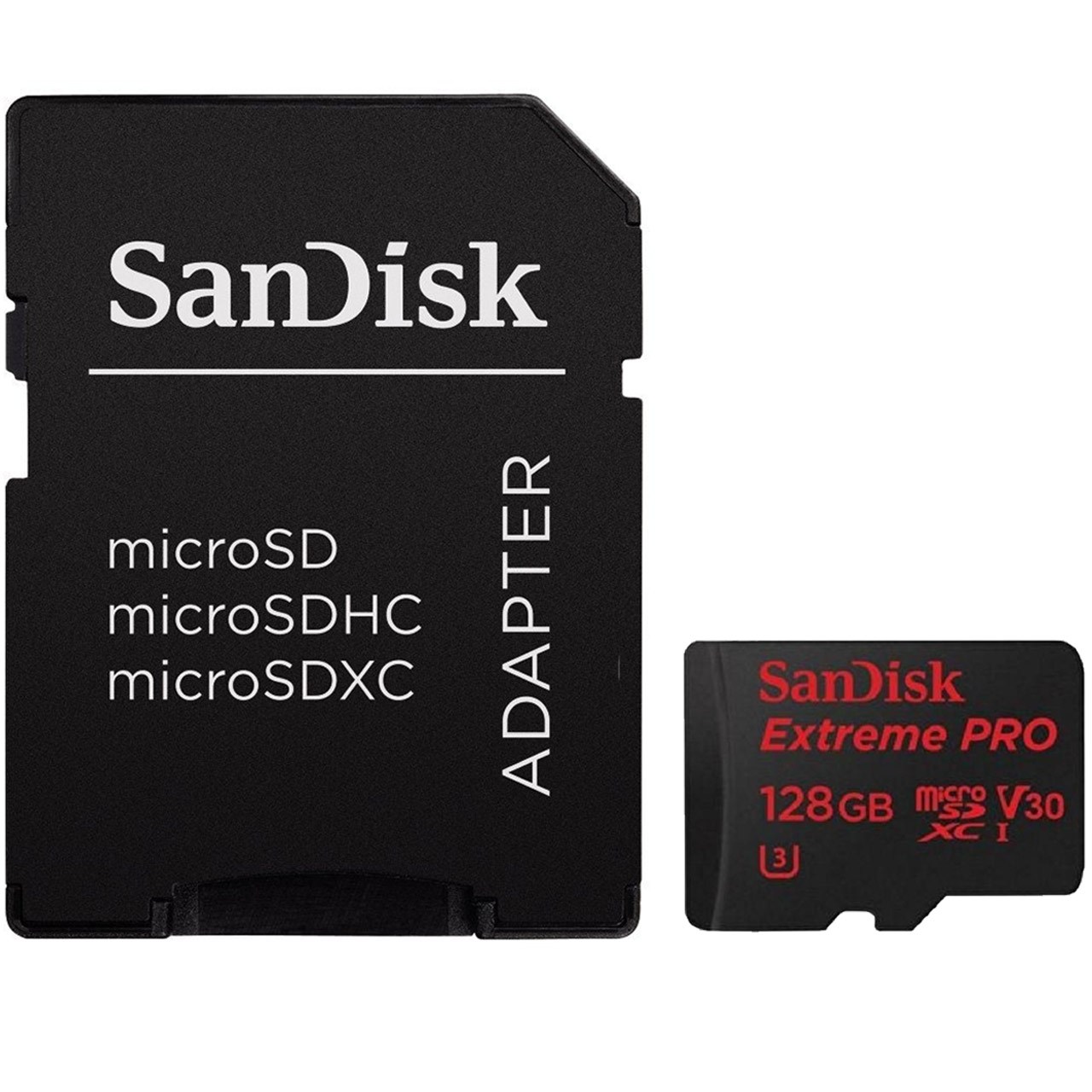 کارت حافظه microSDXC سن دیسک مدل Extreme Pro V30 کلاس 10 استاندارد UHS-I U3 سرعت 95MBps 633X همراه با آداپتور SD ظرفیت 128 گیگابایت