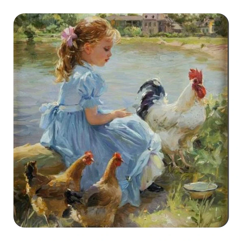 مگنت طرح نقاشی دختر و پرندگان خانگی کد NIM2758 