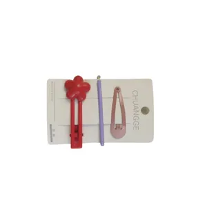 ست گیره و سنجاق مو دخترانه مدل فلزی مجموعه سه عددی