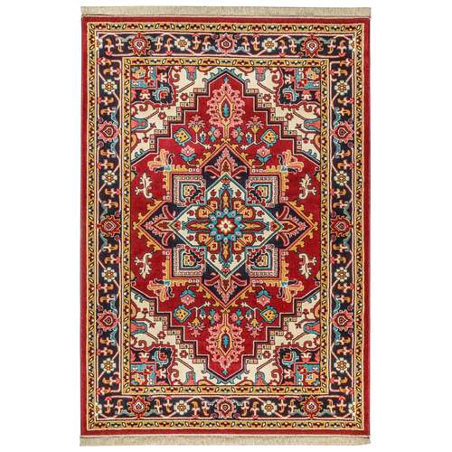 فرش ماشینی سهند کد B045.BJ طرح هریس زمینه قرمز کالیته بختیاری