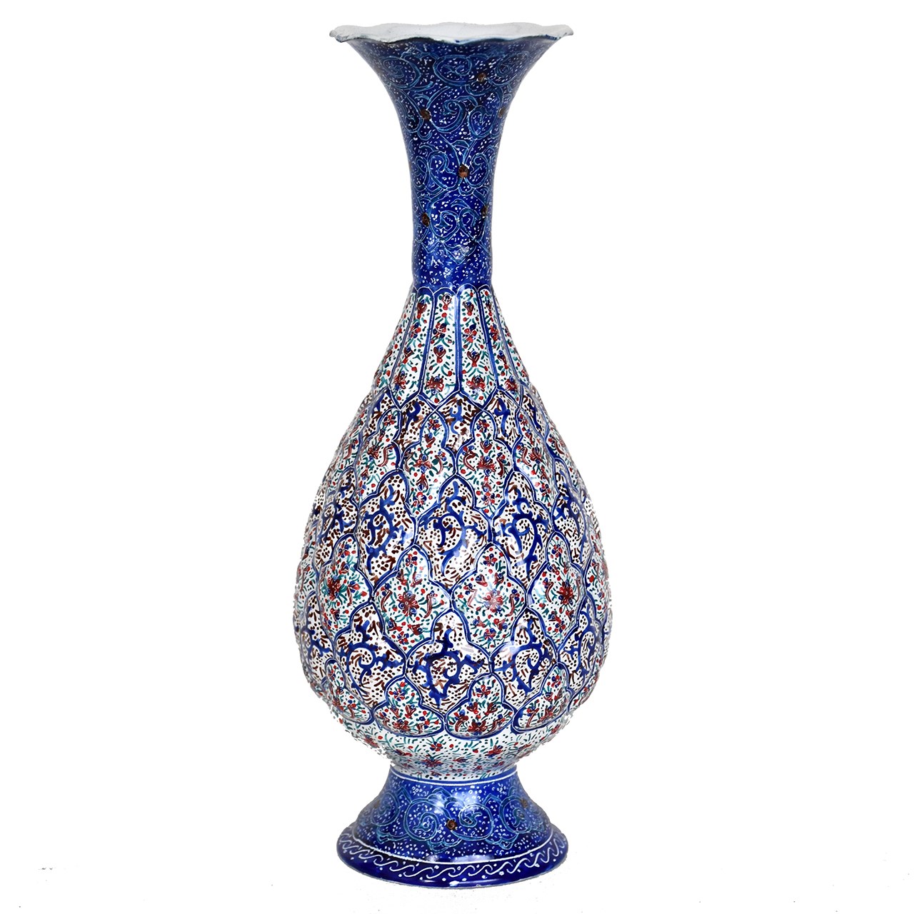 گلدان مسی میناکاری شده سی دا طرح اسلیمی کد MI03007