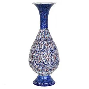 گلدان مسی میناکاری شده سی دا طرح اسلیمی کد MI03007