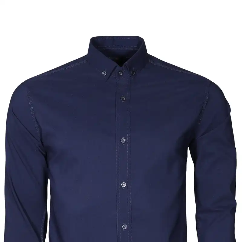 پیراهن آستین بلند مردانه مدل DL48 رنگ سرمه ای