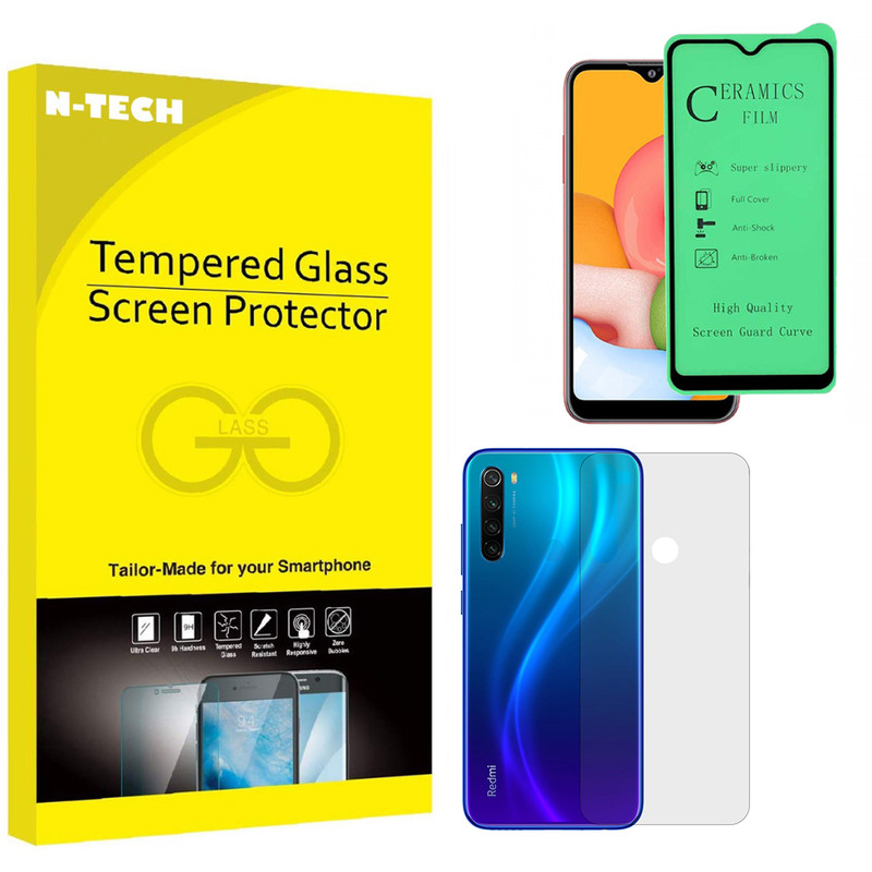  محافظ صفحه نمایش سرامیکی انتک مدل CRBKM-01 مناسب برای گوشی موبایل شیائومی Redmi Note 8 به همراه محافظ پشت گوشی 