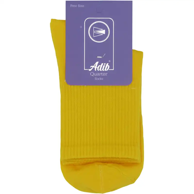 جوراب ورزشی زنانه ادیب مدل اسپرت کش انگلیسی رنگ زرد