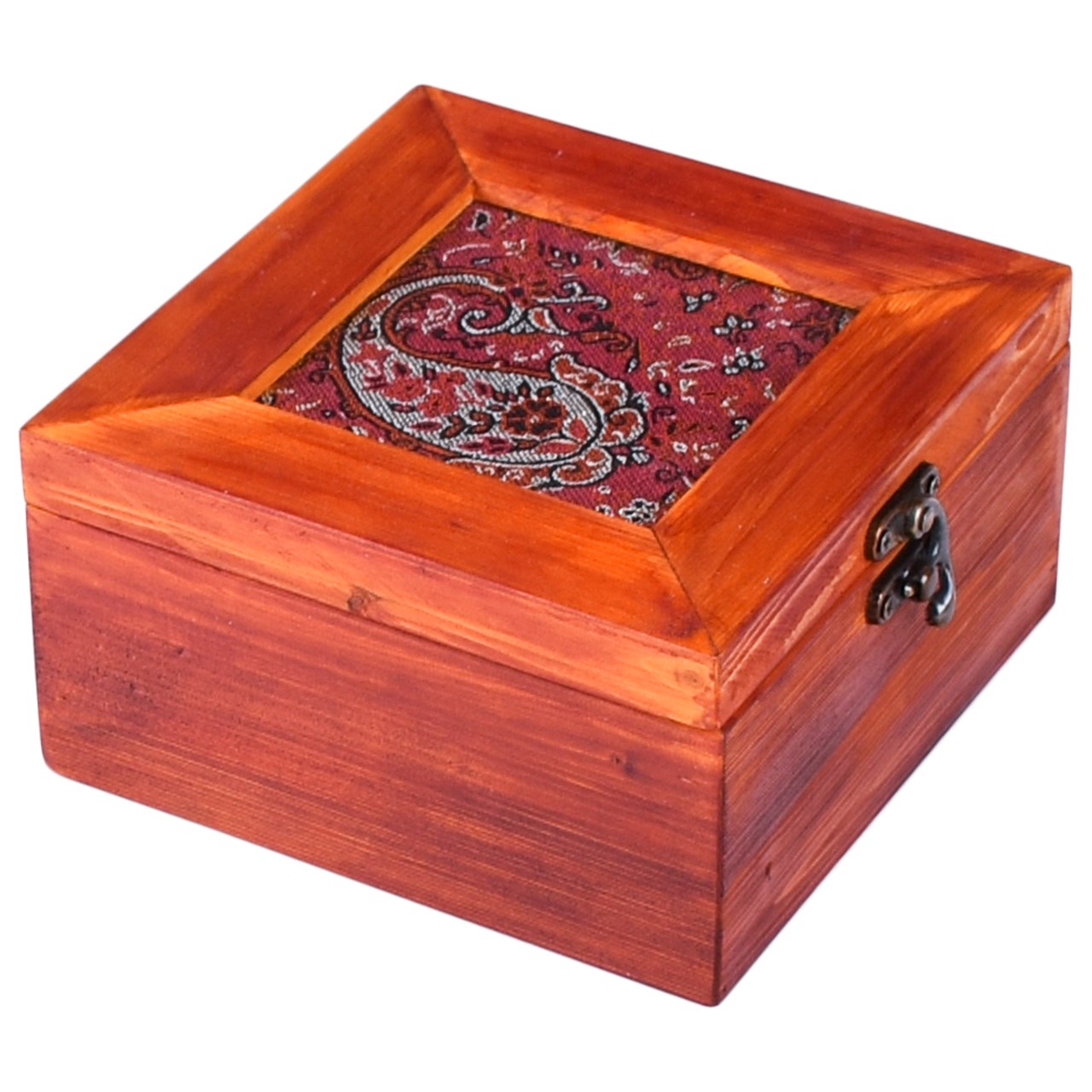 جعبه چوبی  گروه هنری دست استودیو طرح ترمه مربع مدل 00-03 سایز متوسط