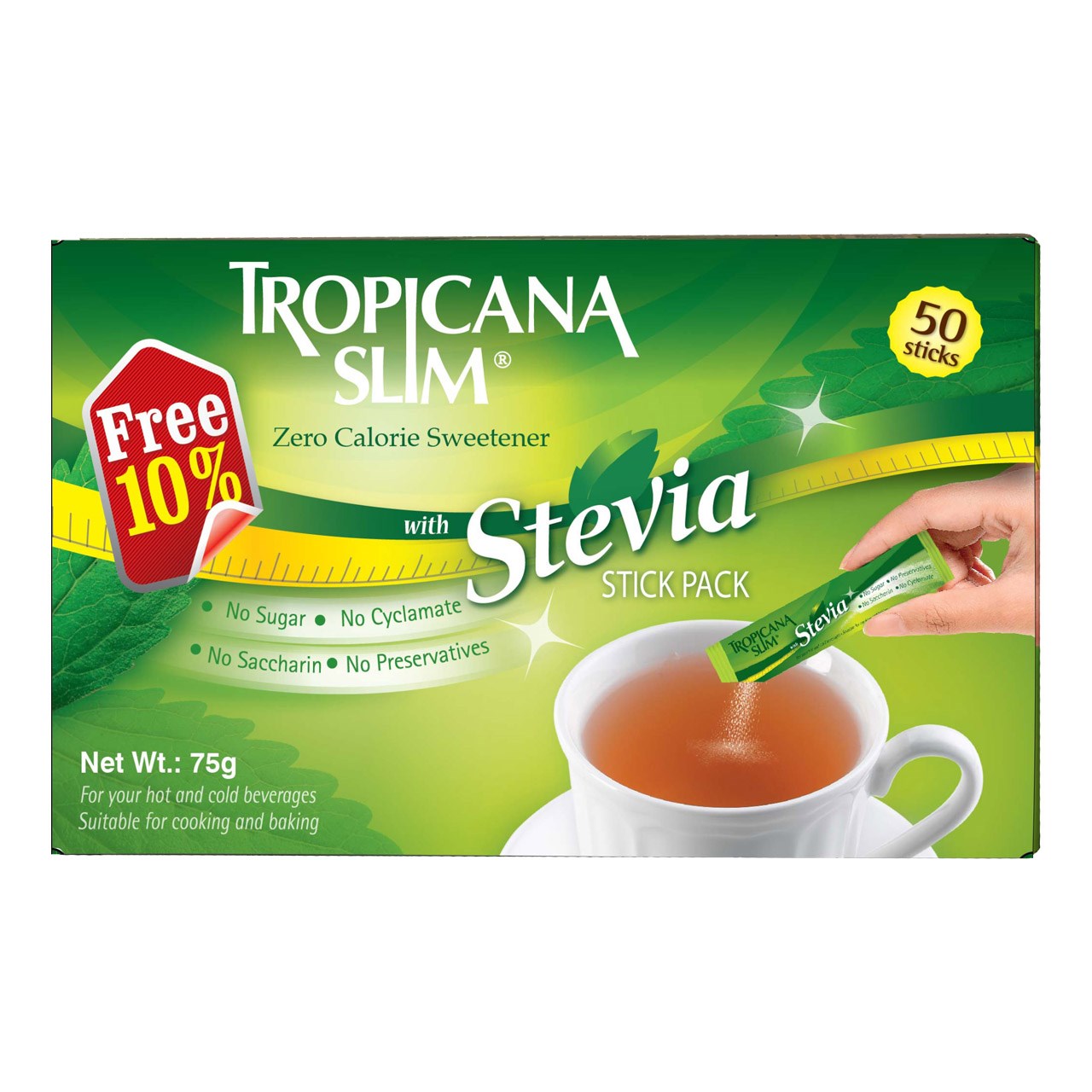 بسته 50+5 عددی شیرین کننده تروپیکانا اسلیم مدل Stevia