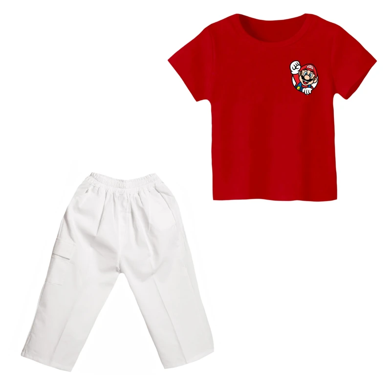 ست تی شرت و شلوارک پسرانه مدل ماریو کد ۹