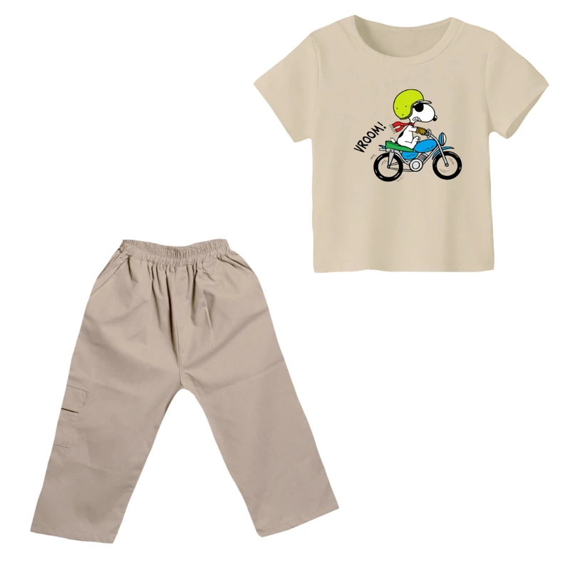 ست تی شرت و شلوارک پسرانه مدل اسنوپی کد ۷۵