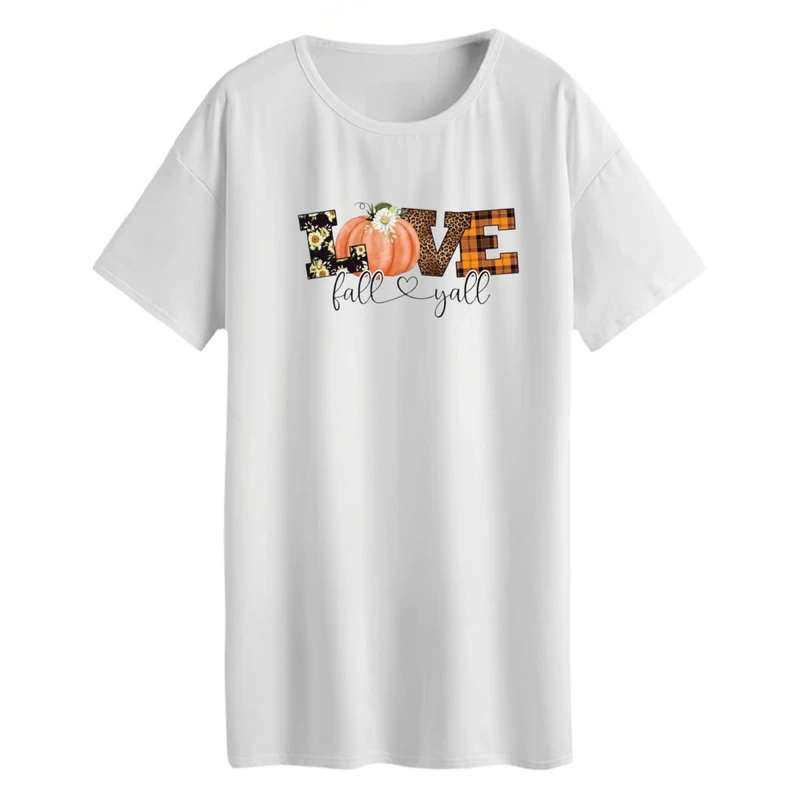 تی شرت لانگ آستین کوتاه زنانه مدل لاو پاییزی