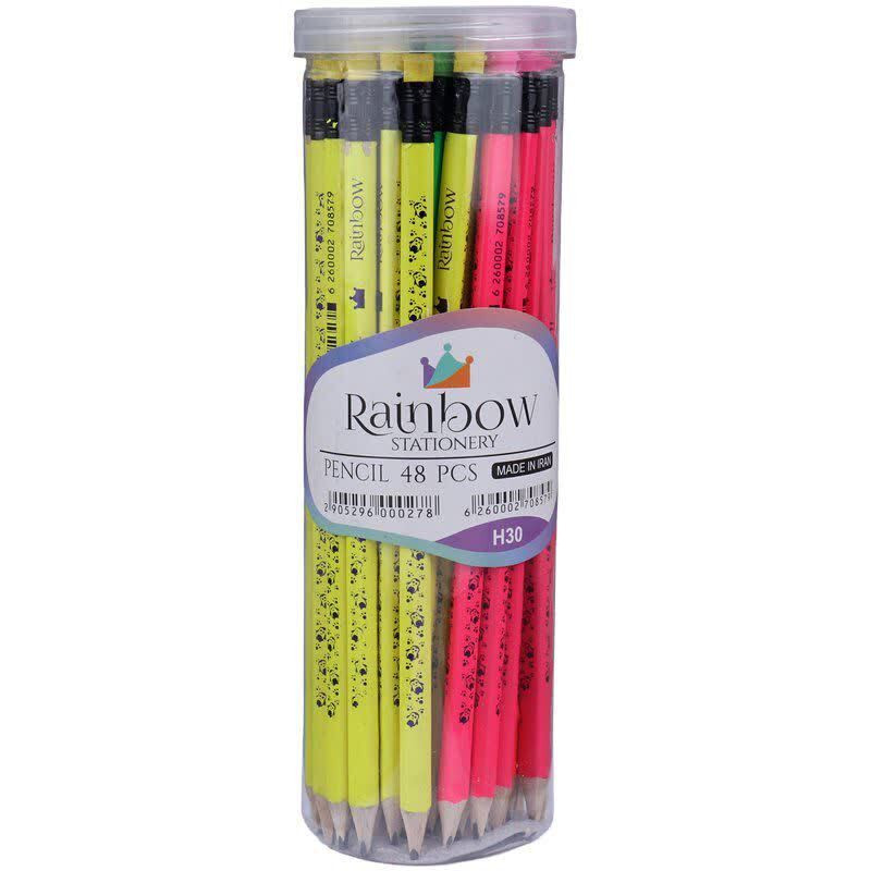 مداد مشکی رینبو با درجه سختی HB مدل H30 سه گوش بسته 48 عددی 