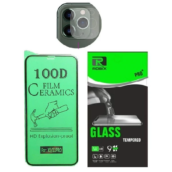 محافظ صفحه نمایش روبیکس مدل CR-IP11pro مناسب برای گوشی موبایل اپل iphone 11Pro به همراه محافظ لنز دوربین
