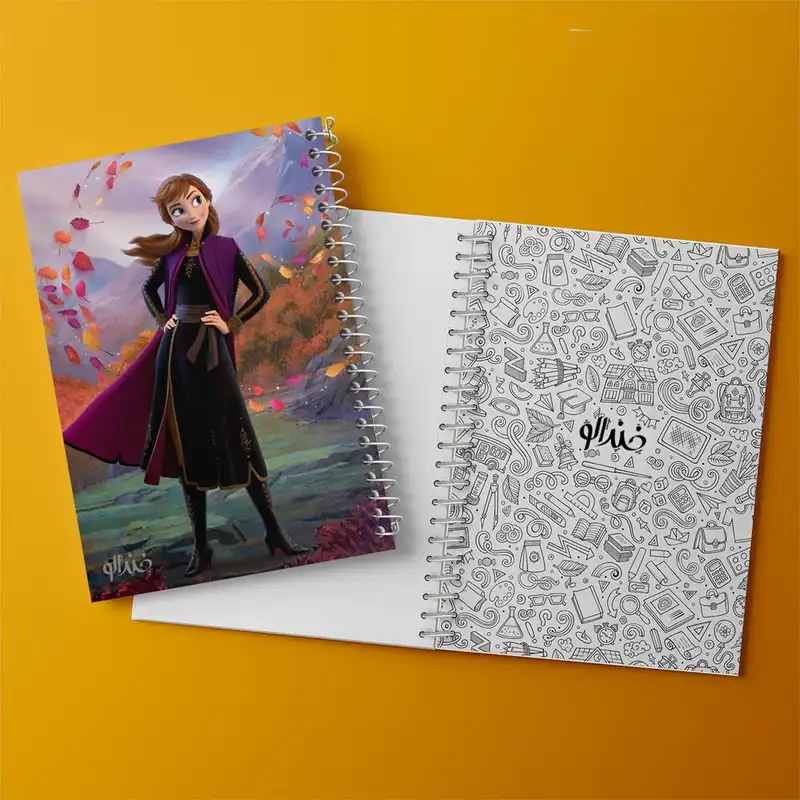 دفتر زبان 50 برگ خندالو مدل دو خط طرح فروزن السا و آنا کد 24775