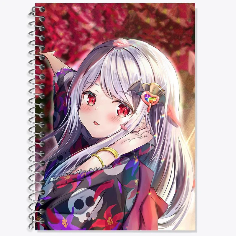 دفتر زبان 50 برگ خندالو مدل دو خط طرح انتیلن انیمه اورلرد Overlord کد 18336