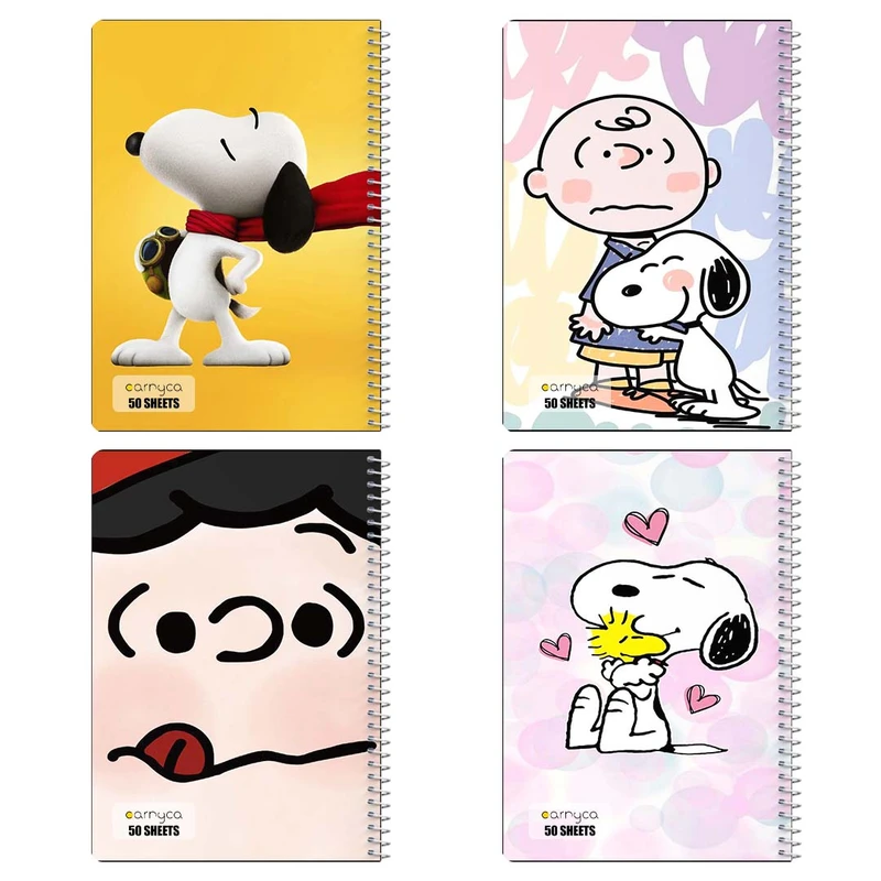 دفتر نقاشي 50 برگ کارنيکا طرح فیلم بادام‌زمینی‌ها The Peanuts کد 20028 مجموعه 4 عددی