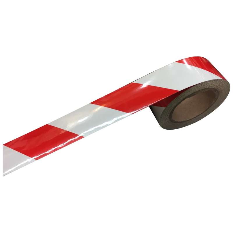 نوار شبرنگ راه راه سفید قرمز 5.5 سانتی متر